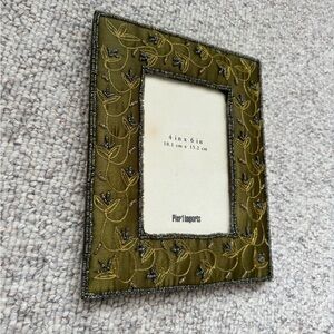 Pier 1 Imports Beaded Embroidered Fabric Picture Frame